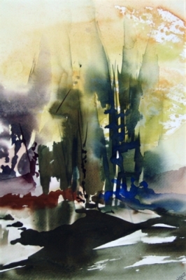 Landscape Series. Untitled 24. Large Watercolor 10.25x16.25
